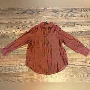 Just Quella Rust Button-Up Shirt – Size 4-6, Lightweight Casual Top